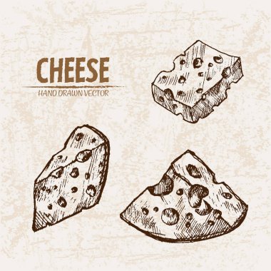 Dijital vektör Hat sanatı peyniri dilimlenir ayrıntılı