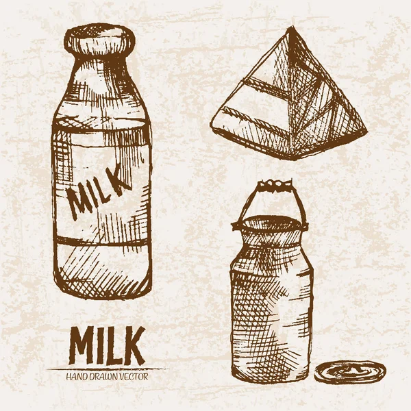 数字矢量详细线艺术牛奶 — 图库矢量图片