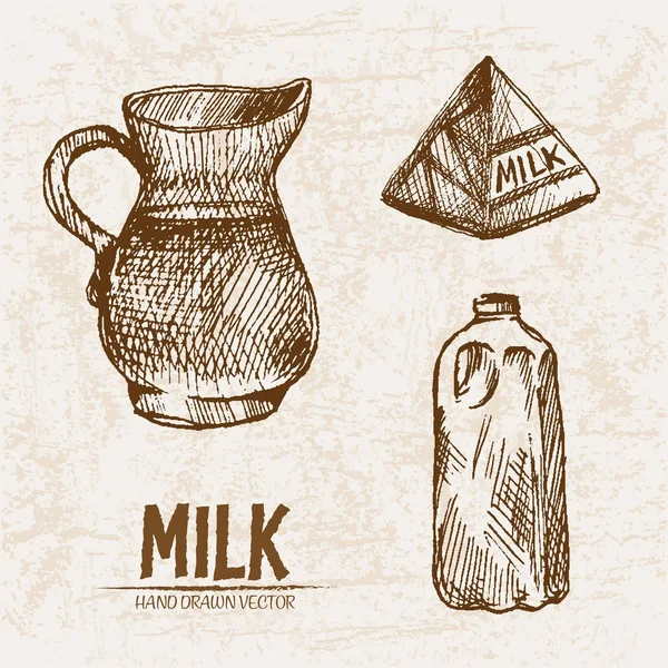 Digitala vektor detaljerad linje konst mjölk — Stock vektor