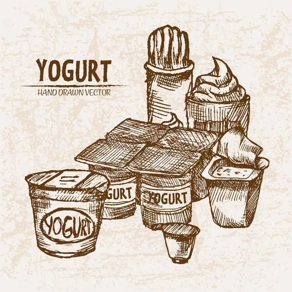 Yogourt art en ligne détaillé vectoriel numérique — Image vectorielle