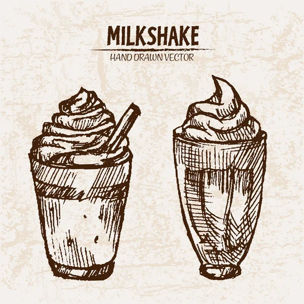 Digital vector detailed line art milkshake — Stock Vector