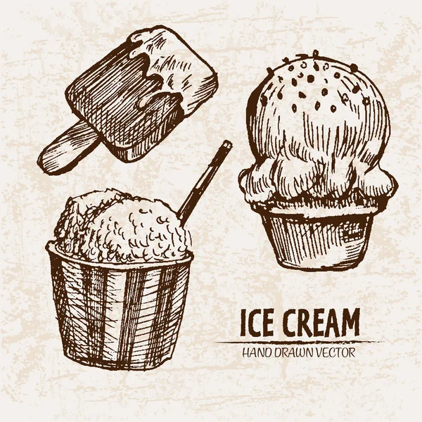 数字矢量详细线艺术冰淇淋 — 图库矢量图片