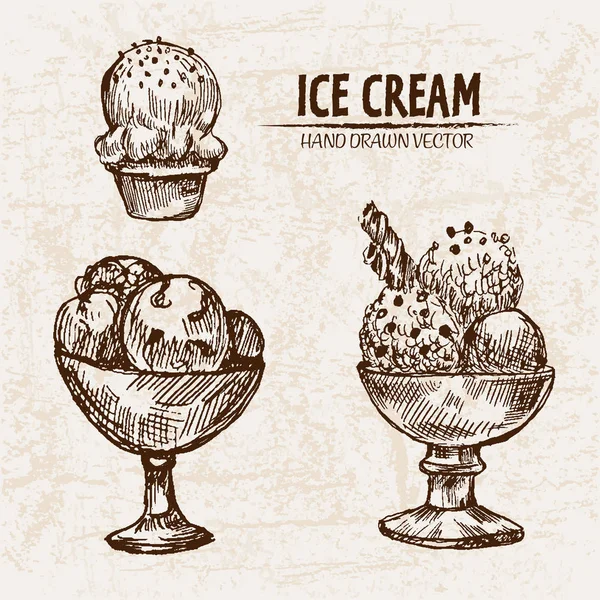 Digital vector detailed line art ice cream — Stock Vector
