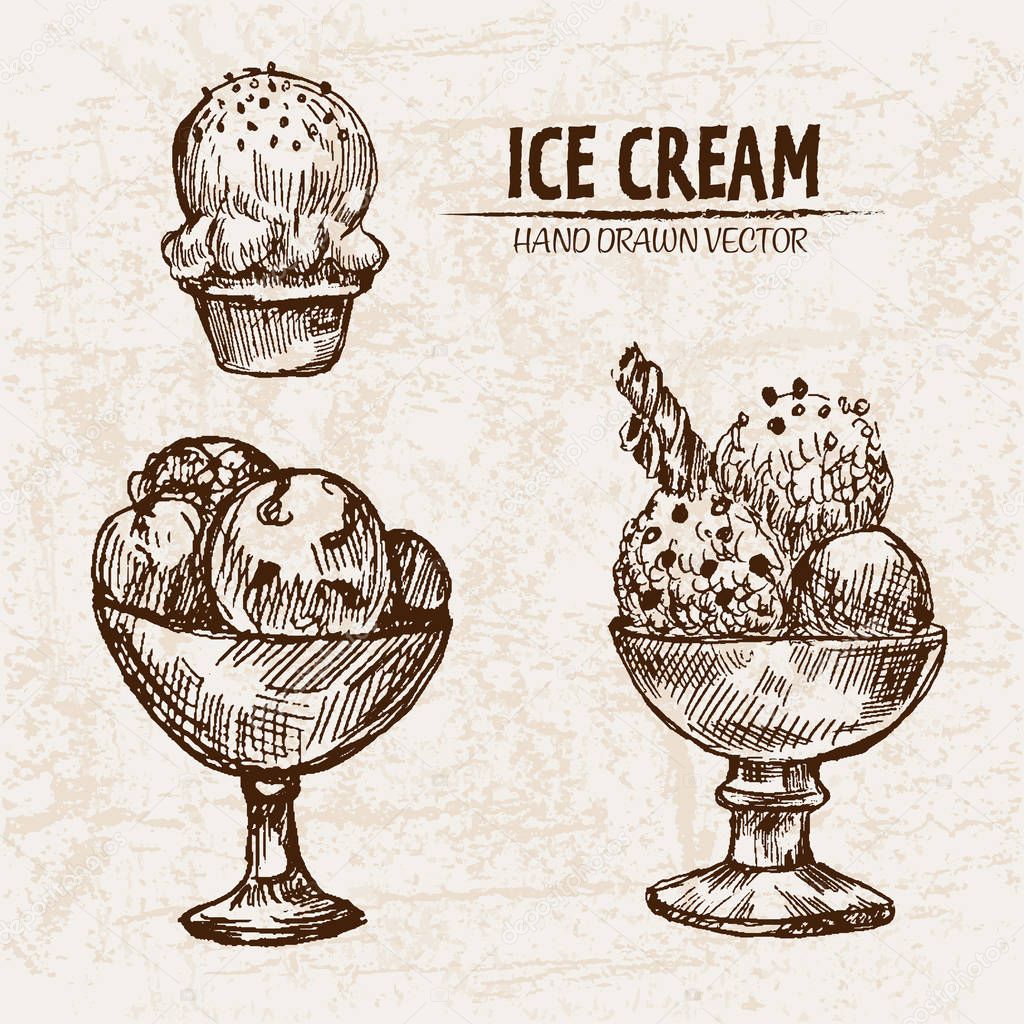 Digital vector detailed line art ice cream