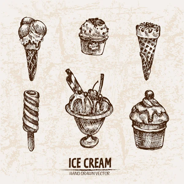 数字矢量详细线艺术冰淇淋 — 图库矢量图片