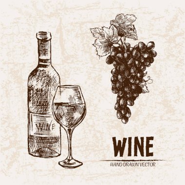 Dijital vektör hat sanat şarap ayrıntılı