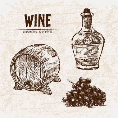 Dijital vektör ayrıntılı satırı sanat şarap varil
