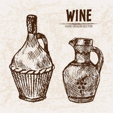 Dijital vektör hat sanat şarap ayrıntılı