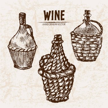 Dijital vektör hat sanat geleneksel şarap ayrıntılı