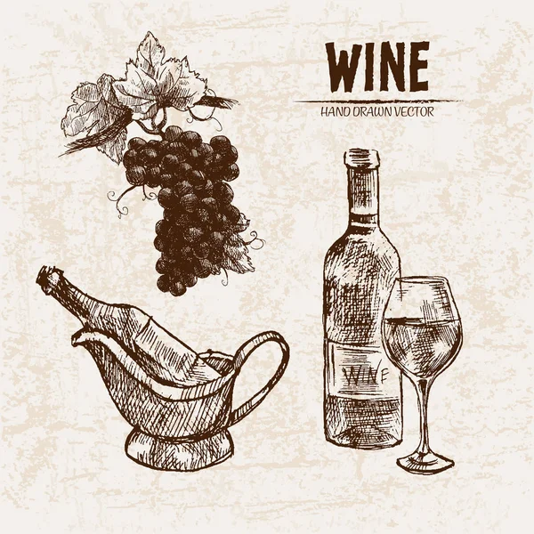 Vettore digitale dettagliata linea arte vino — Vettoriale Stock