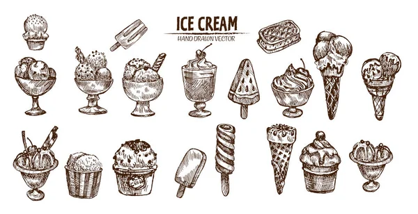 数字矢量详细线艺术冰淇凌在锥体 — 图库矢量图片