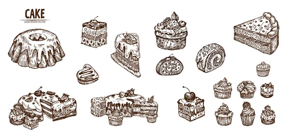 数字矢量详细线艺术切片蛋糕 — 图库矢量图片