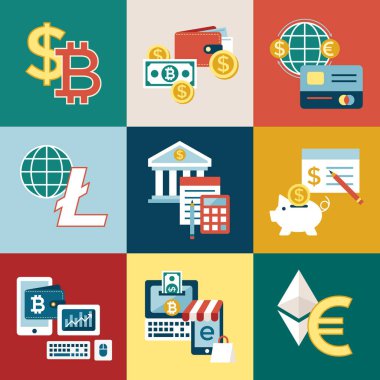 Dijital vektör bitcoin elektronik cryptocurrency