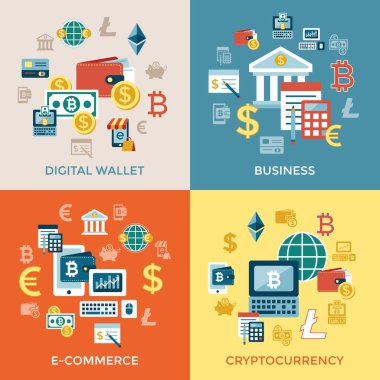 Dijital vektör bitcoin elektronik cryptocurrency