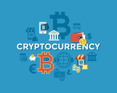 Dijital vektör bitcoin elektronik cryptocurrency