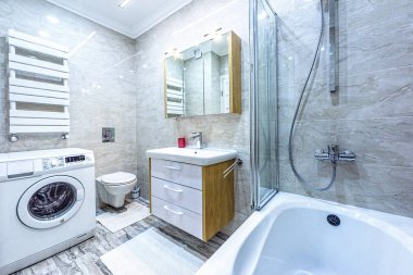 Beyaz daire iç tasarım banyo