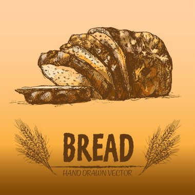 Dijital renkli vektör hat sanat ekmek ayrıntılı