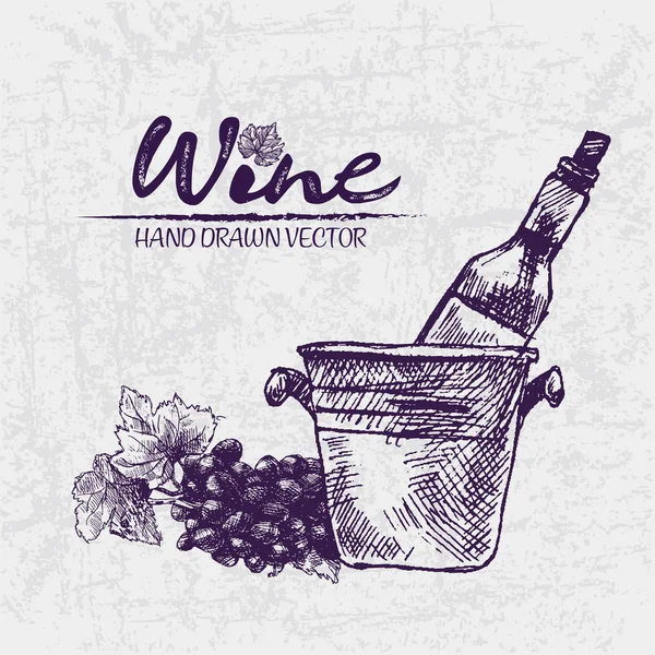 Vector de color digital línea detallada arte vino — Archivo Imágenes Vectoriales
