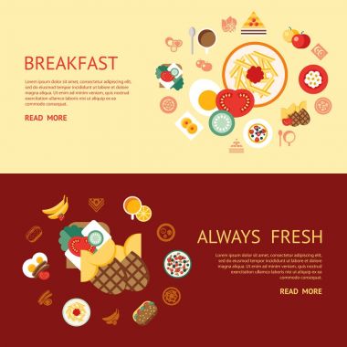 Dijital vektör kahvaltı yemek taze yiyecek ve içecek
