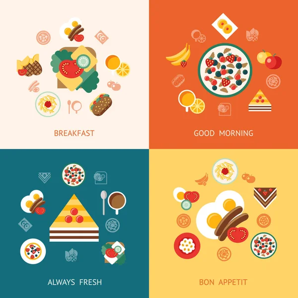 Dijital vektör kahvaltı yemek taze yiyecek ve içecek