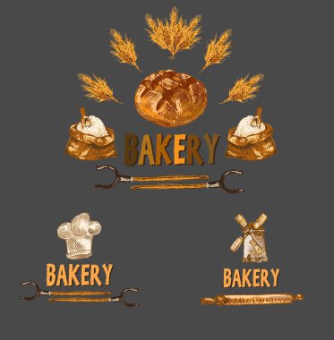 Dijital renkli vektör bohça detaylı Hat sanatı ayarla