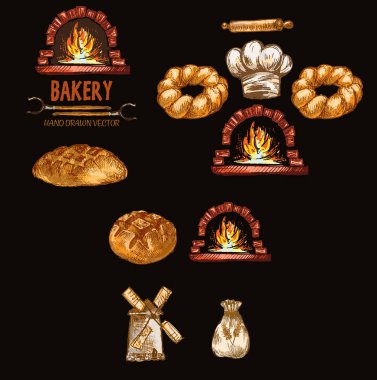 Dijital renkli vektör ayrıntılı satırı sanat yuvarlak ekmek