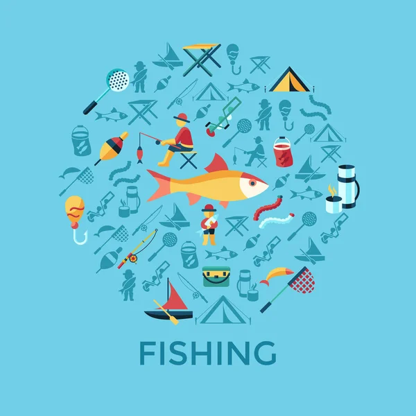 Collecte de jeux d'activités de pêche numérique vectorielle — Image vectorielle