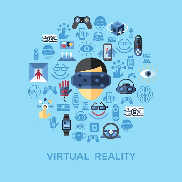 Conjunto de realidade virtual aumentada vetorial digital — Vetor de Stock