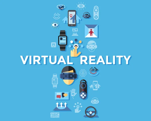 Conjunto de realidade virtual aumentada vetorial digital — Vetor de Stock