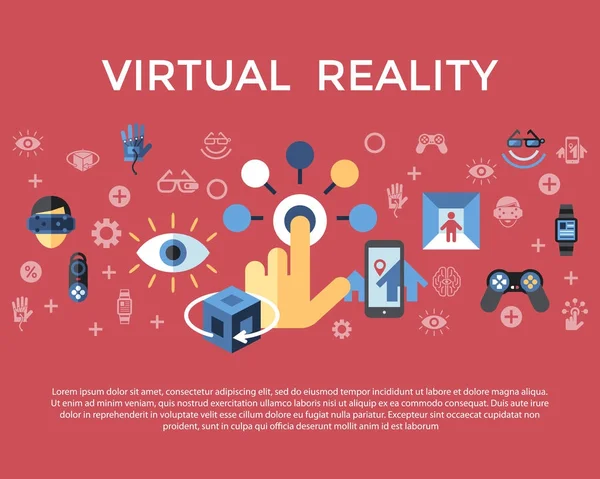 Conjunto de realidade virtual aumentada vetorial digital — Vetor de Stock