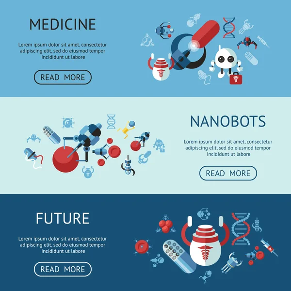 Digital inteligentes nano robots médicos objetos concepto — Vector de stock