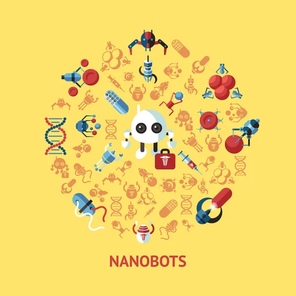 Digitale slimme medische nano robots concept objecten — Stockvector
