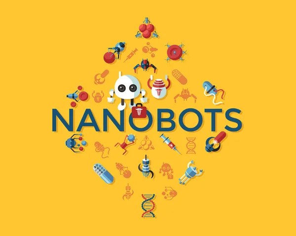 Digitale slimme medische nano robots concept objecten — Stockvector