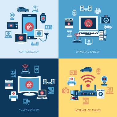 Şeylerin Internet dijital vektör kırmızı kontrol