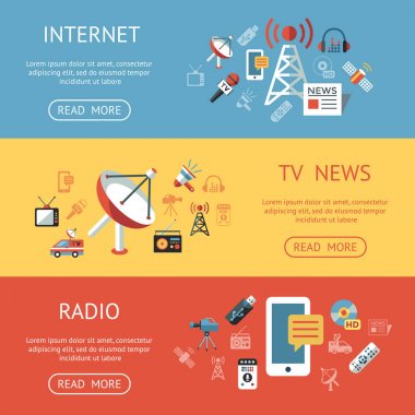 Digital kitle iletişim araçları nesneleri basit düz renk