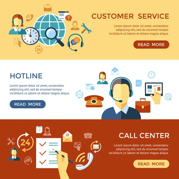 Centre d'appels numérique et objets de support client — Image vectorielle