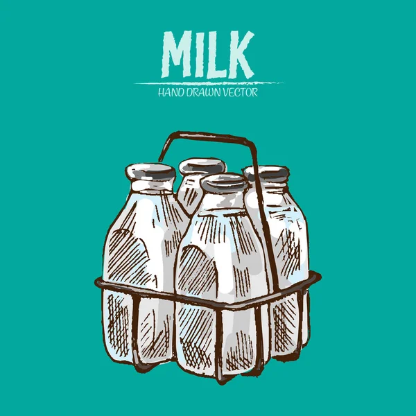 Digital vector detailed line art milk — Stock Vector