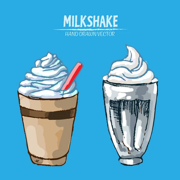 Vecteur numérique détaillé ligne art milkshake — Image vectorielle