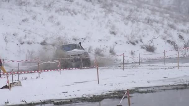 Magdacesti Moldova Marzo 2018 Campeonato Carreras Offroad Con Nieve Agua — Vídeos de Stock