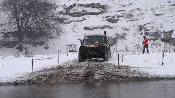 Magdacesti Mołdawia Marca 2018 Offroad Racing Championship Śniegu Wody — Wideo stockowe
