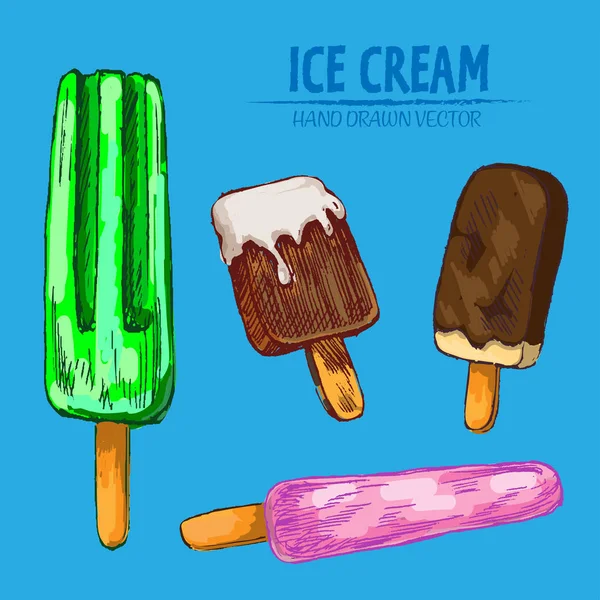 Digital vector detailed line art juicy ice cream — Stock Vector