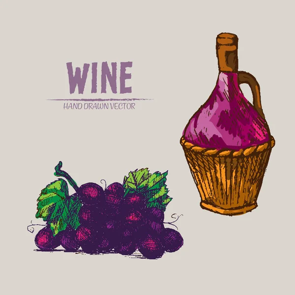 Vector digital línea detallada arte vino jarra — Archivo Imágenes Vectoriales