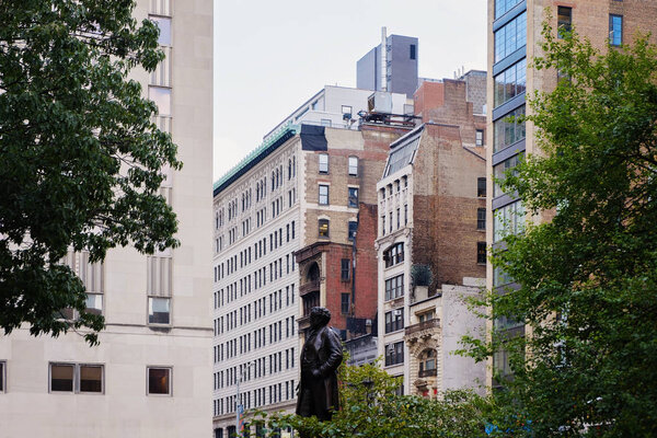 NEW YORK City, USA- 18, SEPTEMBER, 2019: Roscoe Conkling Statue, Madison Square Park