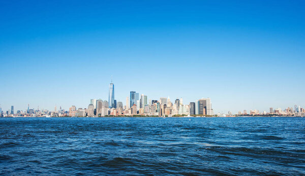 Beautiful panorama of New York City during the day, from the Hudson River, USA