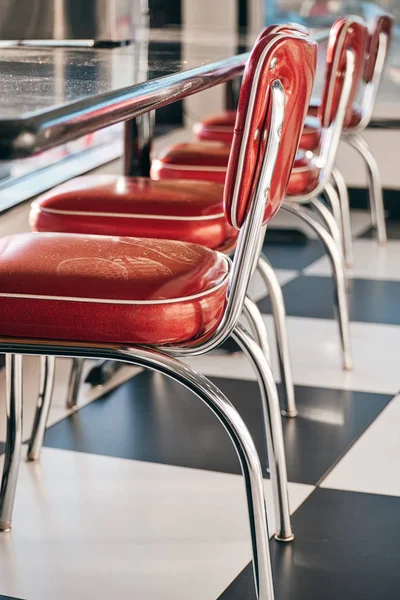 Vibrant red chairs in a restaurant — 스톡 사진