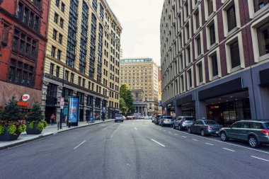Streets and tall buildings of Boston