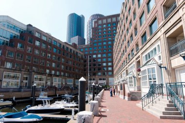 Buildings at the port and harbor of Boston