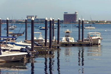 Boats at the port and harbor of Boston marina