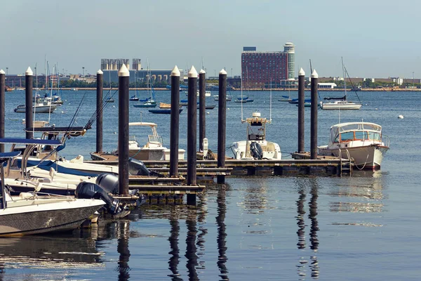 Boats at the port and harbor of Boston marina — стокове фото