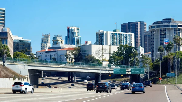 San Diego California September 2019 Cars Riding Highway City Background — Zdjęcie stockowe